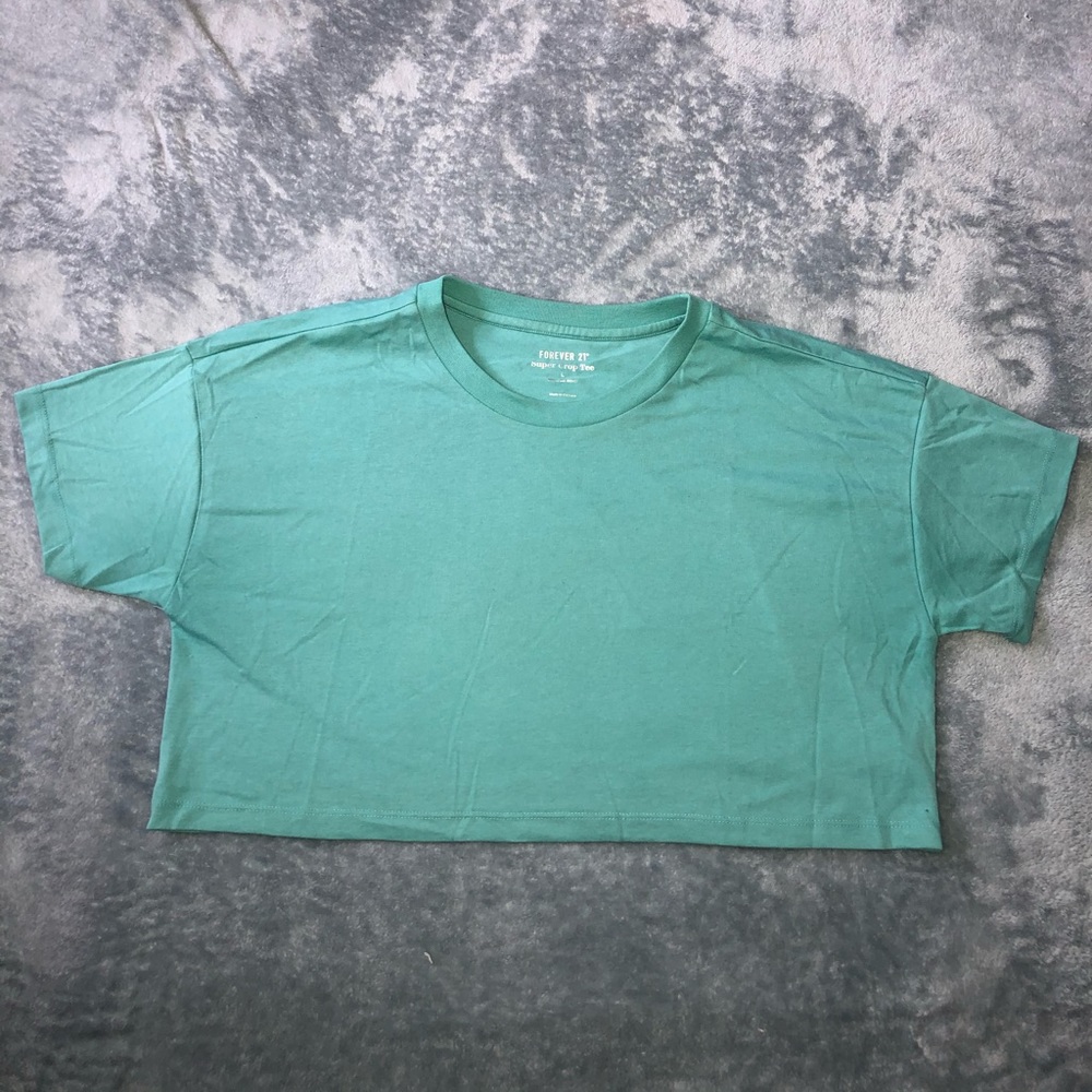 teal crop t shirt